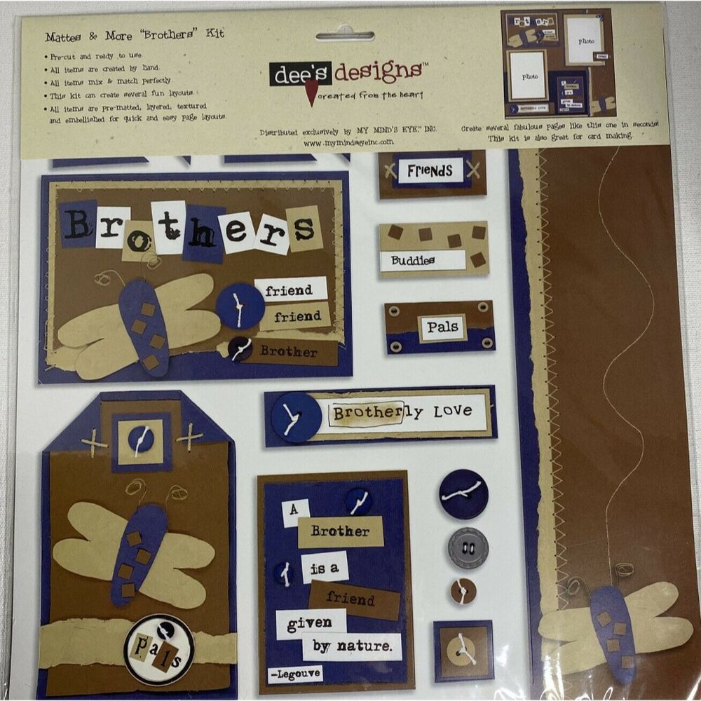 Brothers Friends Brotherly Love Scrapbook Pages &  Tags 12 x12 New